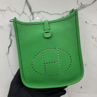 Hermes TPM Evelyne 16 Bag in Green Clemence Leather, R Stamp