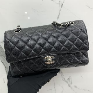 CAVIAR 25CM MEDIUM DOUBLE FLAP BLACK SHW NO CARD NO.21