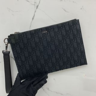 A5 POUCH BLACK DIOR OBLIQUE JACQUARD, WRISTLET CLUTCH