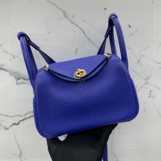 Mini Lindy 20 in Blue Clemence, U Stamp