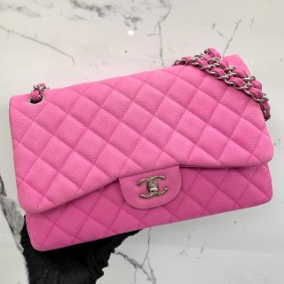 No.17 Pink Jumbo Flap in Caviar Skin