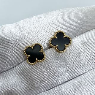 VAN CLEEF & ARPELS FINE JEWELRY EARRINGS SWEET ALHAMBRA YG750 ONYX VCARA44900 JB461967