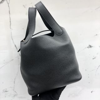 Hermes Picotin 18 PM in Black Clemence GHW, Z Stamp