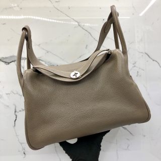 Hermes Bag Lindy 36 Etoupe Clemence Leather, K Stamp