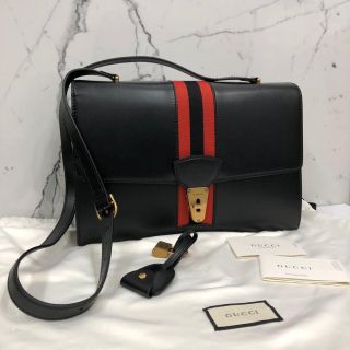 Gucci Shelly Line Web Leather Black Crossbody Bag