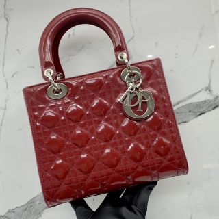 Medium Lady Dior in Red Patent