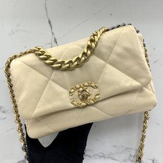 Small Chanel 19 in Beige Calfskin