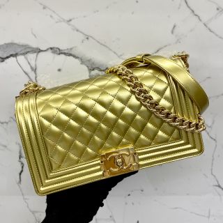 Chanel Bag No.19 Enamel Boy Gold 25CM Chain Shoulder Bag