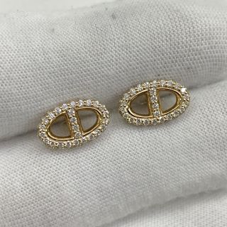 HERMES FINE JEWELRY EARRINGS 4.79G PG750 96P DIAMOND FULLSET 20G276153