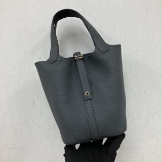 HERMES BAG PICOTIN 18 GRIS MISTY GHW W STAMP