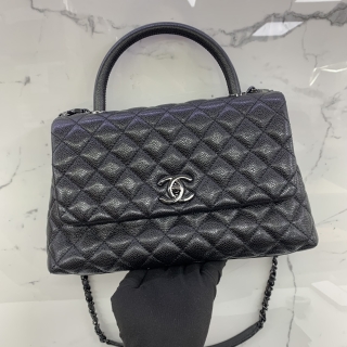 CHANEL BAG CAVIAR SKIN SO-BLACK COCO HANDLE MEDIUM 29CM NO30 W/CARD 30248586