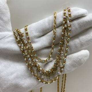 CHANEL FASHION JEWELRY NECKLACE 97P LONG NECKLACE RHINESTONE CRYSTAL EMBELLISHMENTS