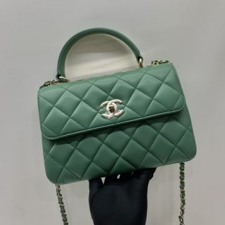 CHANEL BAG MATELASSE A92236 TRENDY LAMBSKIN SMALL 25CM 2WAY GREEN GHW MICROCHIP CJH7H8A1