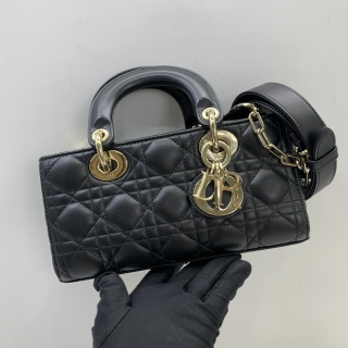 DIOR BAG LADY D-JOY SMALL LAMBSKIN BLACK 2WAY 10-MA-0233