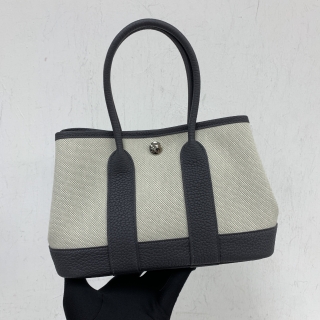 HERMES BAG GARDEN PARTY 23 NEO ARDOISE ECRU TOILE H VIKING NEGONDA PHW K STAMP