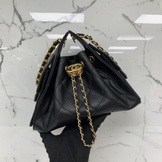 CHANEL BAG CAVIAR SKIN AS5631 CHANEL25 MINI HOBO BLACK GHW MICROCHIPPED PG1JJ8L2
