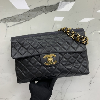 CHANEL BAG MATELASSE LAMBSKIN DEKA SINGLE FLAP 34CM NO.3 W/CARD 3236824