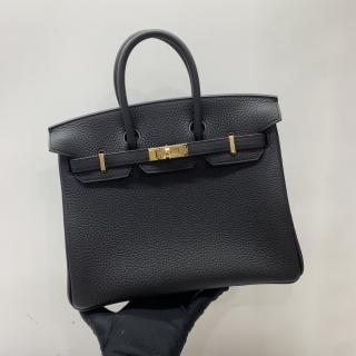 HERMES BAG BIRKIN 25 VEAU TOGO NOIR GHW G STAMP