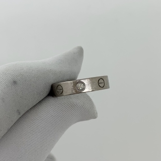 CARTIER FINE JEWELRY RING WG750 MINI LOVE W/DIAMOND 1PD #47 4.41G (W/CERT 2024)