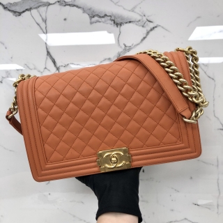 CHANEL BAG BOY CALFSKIN 28CM NEW MEDIUM ORANGE GHW NO.20 WITH CARD 20654052