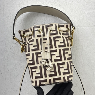 FENDI BAG MON TRESOR 8BS010 8BS010 ZUCCA DRAWSTRING BUCKET 2WAY
