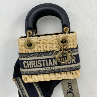DIOR BAG OBLIQUE RAFFIA WICKER MINI LADY DIOR 2WAY 63-MA-1212