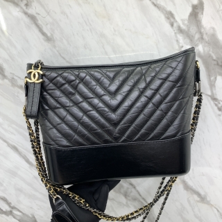CHANEL BAG GABRIELLE CHEVRON LARGE CHAIN SHOULDER BLACK NO.27 WITH CARD 27965699 27CM