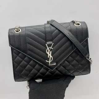 YSL BAG COLLEGE 600185 MEDIUM CHAIN SHOULDER SHW BLACK