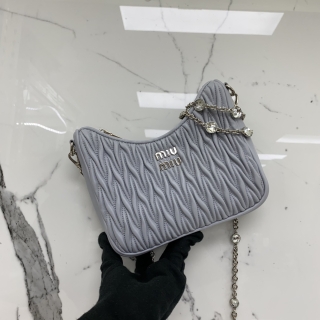 MIU MIU BAG LEATHER 5BH211 CRYSTAL CHAIN NAPPA BABY BULIE