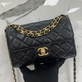 CHANEL BAG CAVIAR SKIN DOULE CHAIN 2WAY MINI FLAP 20CM MICROCHIP GHW NH9AN1H1