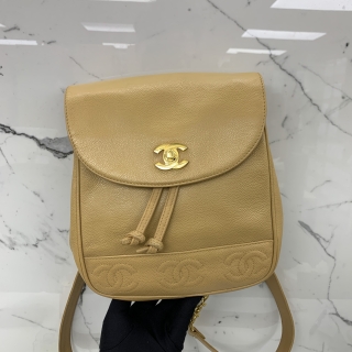 CHANEL BAG CAVIAR SKIN TRIPLE COCO CHAIN BACKPACK BEIGE NO.03 NO CARD 3900980