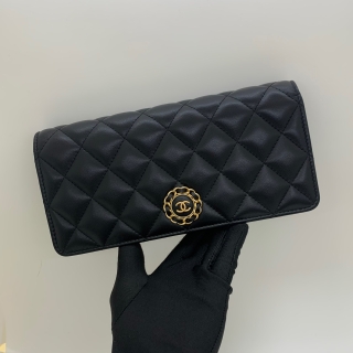CHANEL SLG MATELASSE CD0168 24S LAMBSKIN CLUTCH FLAP BLACK RFID NOVELTY VIP GIFT A4E8E806