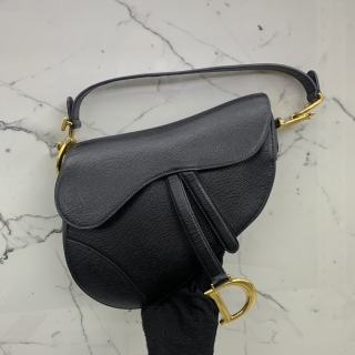 DIOR BAG SADDLE MEDIUM LEATHER BLACK ONE SHOULDER 09-MA-0179