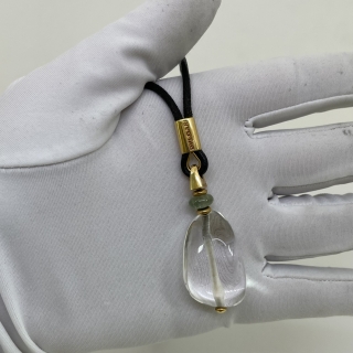BVLGARI FINE JEWELRY NECKLACE YG750 STONE CRYSTAL PENDANT 18.11G