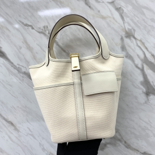 HERMES BAG PICOTIN CARGO 18 BEIGE GHW U STAMP W/LOCK & KEYS