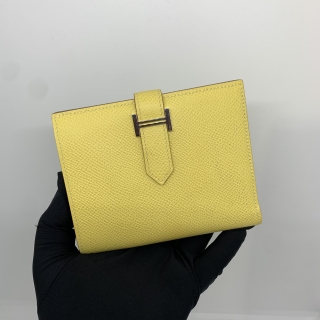 HERMES SLG BEARN COMPACT BI-COLOUR YELLOW EPSOM U STAMP U STAMP