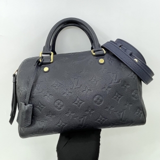 LOUIS VUITTON BAG EMPREINTE SPEEDY 25 BANDOULIERE NAVY W/LOCK AND KEYS AH0123