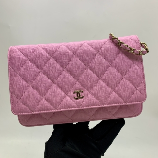 CHANEL BAG MATELASSE AP0250 CAVIAR SKIN WALLET ON CHAIN PINK RFID MICROCHIPPED CU3ETPJ7