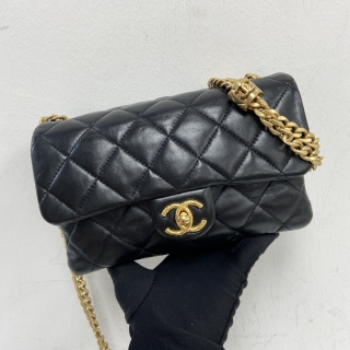 CHANEL BAG MATELASSE 23B PILLOW CRUSH TRIPLE POUCH CHAIN SHOULDER MINI LAMBSKIN BLACK GHW MICROCHIPPED UG8GTA2C