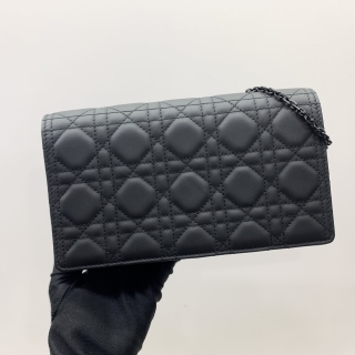 DIOR SLG CANNAGE WALLET ON CHAIN WOC MATTE BLACK (W/ 2 INSERTS)