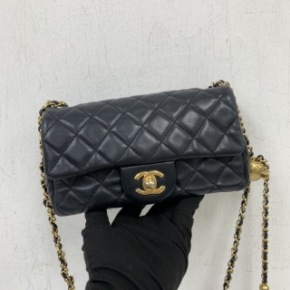 CHANEL BAG LAMBSKIN AS1787 20CM MINI RECTANGLE COCO CRUSH CHAIN SHOULDER GHW BLACK MICROCHIPPED L8H406P2