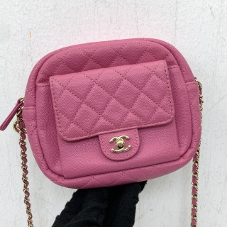 CHANEL BAG MATELASSE AS0005 CAVIAR SMALL CC DAY CAMERA CHAIN SHOULDER PINK GHW W/CARD NO.27 27166224