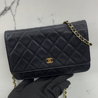 CHANEL BAG MATELASSE CAVIAR SKIN WALLET ON CHAIN GHW NO.18 W/CARD 18003064