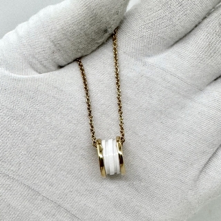 BVLGARI FINE JEWELRY NECKLACE B.ZERO1 WHITE CERAMIC RG750 12.84G NO CERT F32KL3