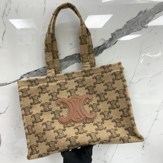 CELINE BAG LARGE CABAS THAIS IN TEXTILE WITH TRIOMPHE CAMEL TOTE WOOL 196762FLQ.02CM W-GA-3263