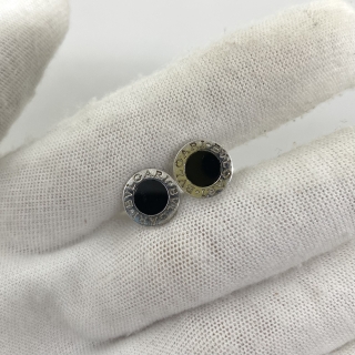 BVLGARI FINE JEWELRY EARRINGS BB ONYX WG750 NO CERT 3.28G