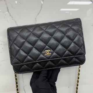 CHANEL BAG CAVIAR SKIN GHW WALLET ON CHAIN (WOC) MICROCHIP RFID T876E6AA