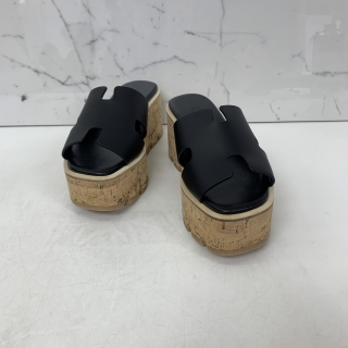 HERMES SHOES WEDGES EZE PLATFORMS SANDAL BLACK #34
