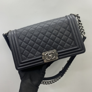 CHANEL BAG BOY 25CM CAVIAR SKIN BLACK NO.23 W/ CARD 23137817