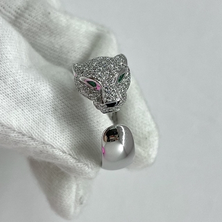 CARTIER FINE JEWELRY RING WG PANTHERE DE CARTIER RING DIAMOND SEMI-PAVED FULLSET 14.48G